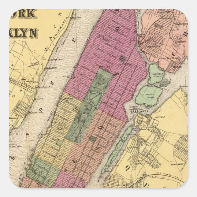 New York, Brooklyn Square Sticker (Front)