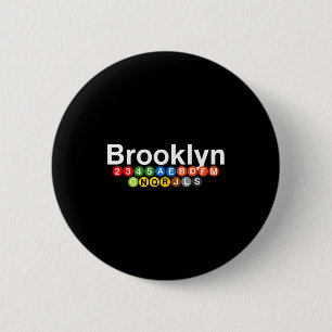 New York Brooklyn Subway Station Signs, Train Sign 6 Cm Round Badge
