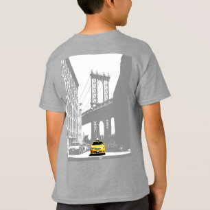 New York Brooklyn Yellow Taxi Boys Back Print T-Shirt