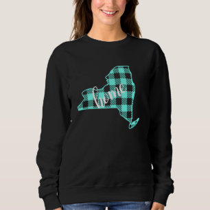 New York Buffalo Plaid Home State Country USA Teal Sweatshirt