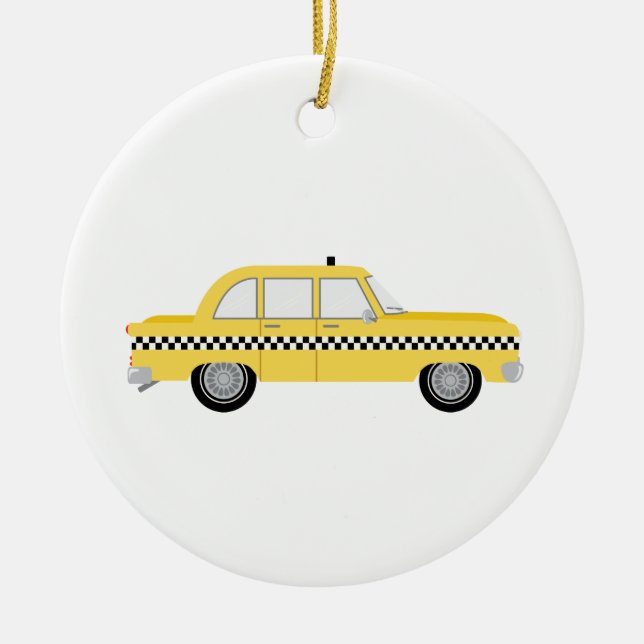 New York Cab Ceramic Ornament (Front)
