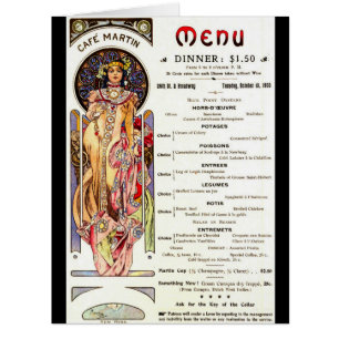 New York Café Menu 1903