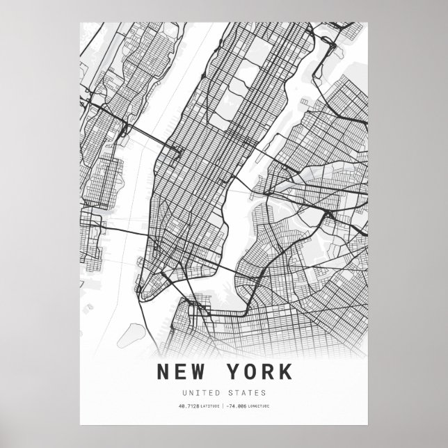 New York Cartography City Map Poster (Front)