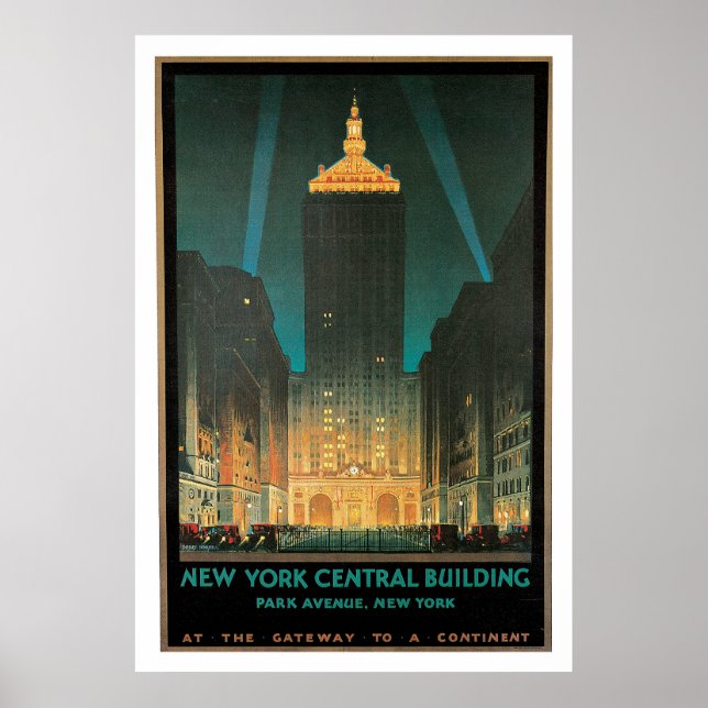 New York Central Building Vintage Travel Poster (Front)