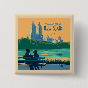 New York Central Park Bench 15 Cm Square Badge