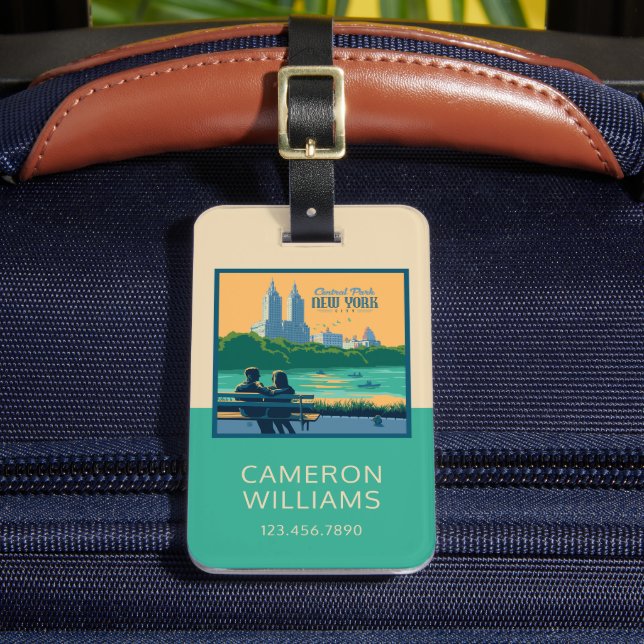 New York Central Park Bench Luggage Tag (Front Insitu 2)