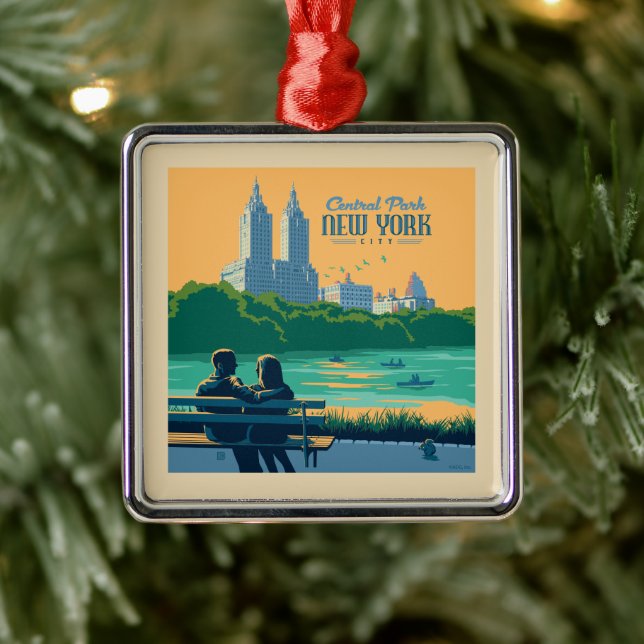 New York Central Park Bench Metal Ornament (Tree)