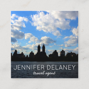 New York Central Park City Clouds Photo Travel Square Business Card