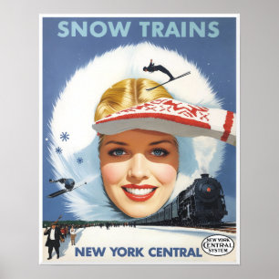 New York Central Railroad Snow Trains Poster