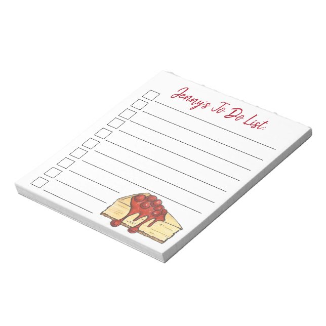New York Cherry Cheesecake Personalised To Do List Notepad (Rotated)
