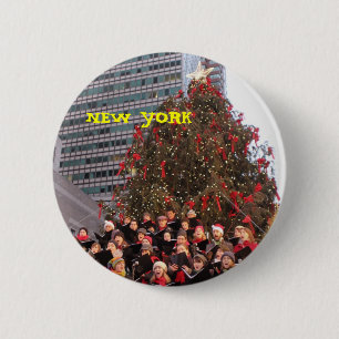 NEW YORK CHRISTMAS 6 CM ROUND BADGE