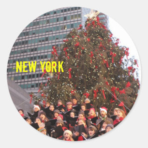 NEW YORK CHRISTMAS CLASSIC ROUND STICKER