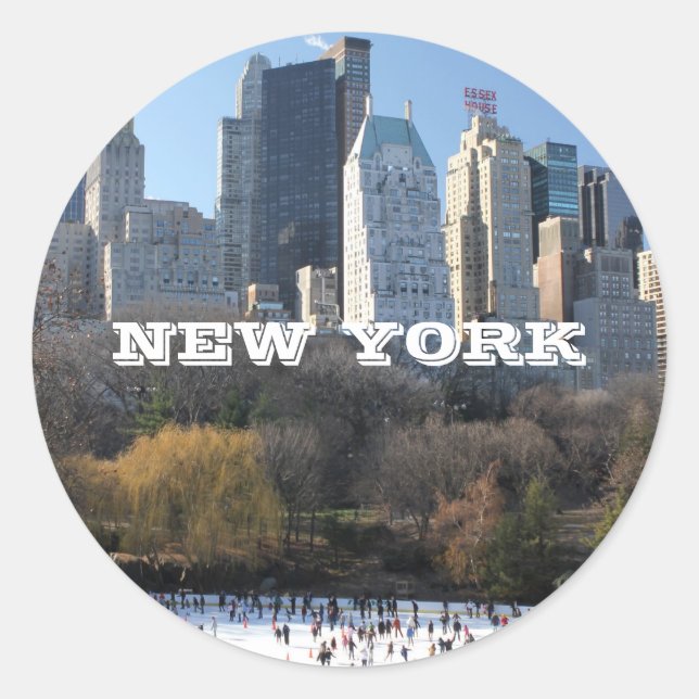 NEW YORK CHRISTMAS CLASSIC ROUND STICKER (Front)