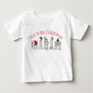 New York Christmas NYC Holiday Landmarks Brooklyn Baby T-Shirt