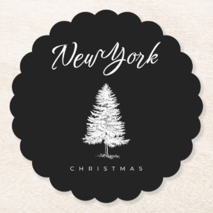 New York Christmas Paper Coaster