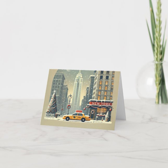 New York Christmas | Statue of Liberty Holiday Thank You Card (Front)