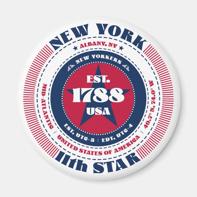 New York Circle Typography Souvenir Magnet (Front)