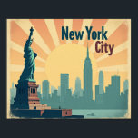 New York City –  10"x8" Art Deco Skyline Poster<br><div class="desc">Step back in time with this elegant 10"x8" Art Deco-style New York City poster. Inspired by vintage travel advertisements of the 1920s and 1930s, this piece captures the timeless glamour of the Big Apple. A stylised silhouette of the Statue of Liberty stands proudly before a soft pastel skyline, evoking a...</div>