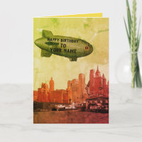 NEW YORK CITY 1930'S SKYLINE BLIMP YOUR BIRTHDAY