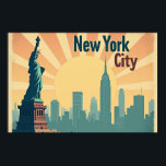 New York City –  30"x20" Art Deco Skyline Poster<br><div class="desc">This 30"x20" Art Deco-style New York City poster captures the soul of the Big Apple through a blend of elegance and nostalgia. Featuring a stylised silhouette of the iconic Statue of Liberty and a dreamy pastel skyline, this piece is designed to evoke the glamour of vintage travel posters from the...</div>