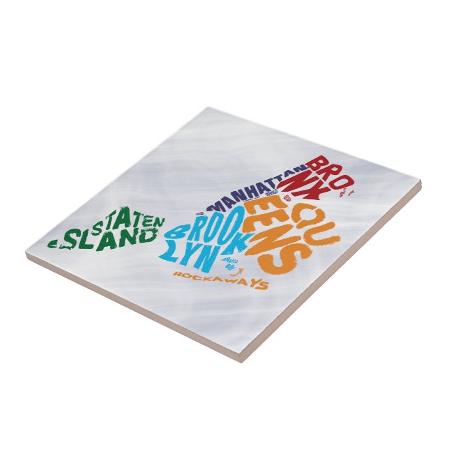 New York City 5 Boroughs Word Art Map Tile (Side)