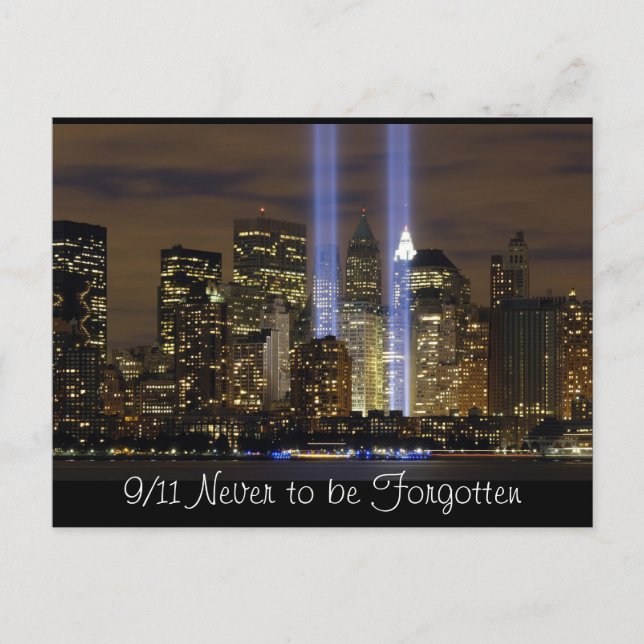 "New York City" 9/11 Tribute with Lights Postcard (Front)