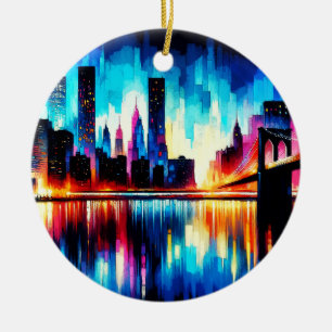 New York City Abstract 1103 Ceramic Ornament