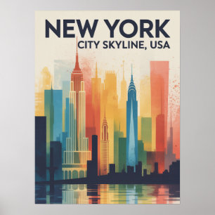 New York City Abstract Skyline Art Poster