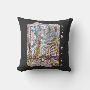 New York City Aesthetic Mosaic Art Cushion