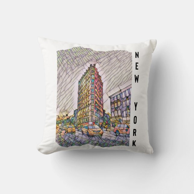 New York City Aesthetic Mosaic Art Cushion (Front)