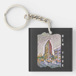 New York City Aesthetic Mosaic Art Key Ring
