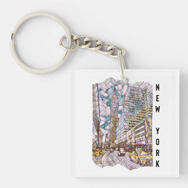 New York City Aesthetic Mosaic Art     Key Ring (Front)