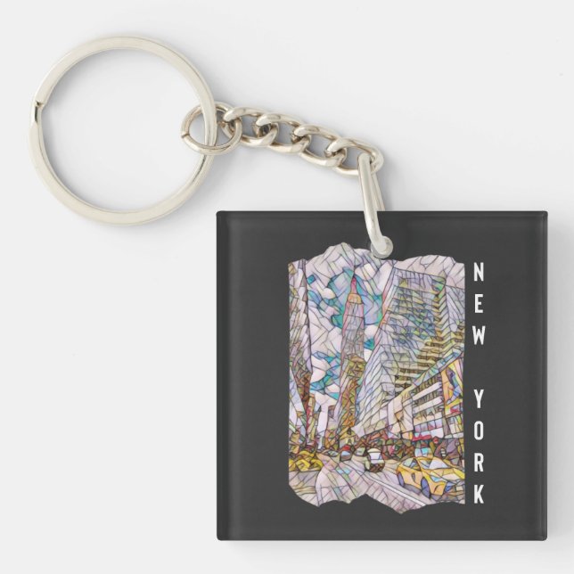 New York City Aesthetic Mosaic Art      Key Ring (Front)