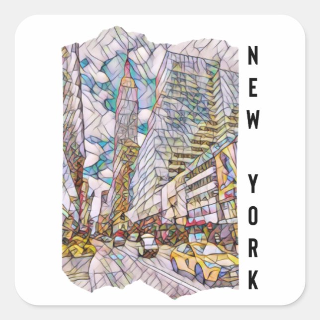 New York City Aesthetic Mosaic Art   Square Sticker (Front)