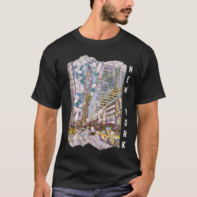 New York City Aesthetic Mosaic Art T-Shirt (Front)