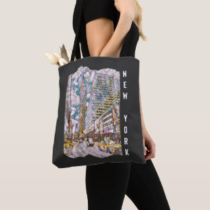 New York City Aesthetic Mosaic Art Tote Bag