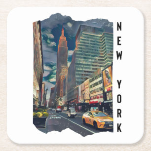 New York City Aesthetic Photo Art  Square Paper Coaster