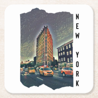 New York City Aesthetic Photo Art Square Paper Coaster