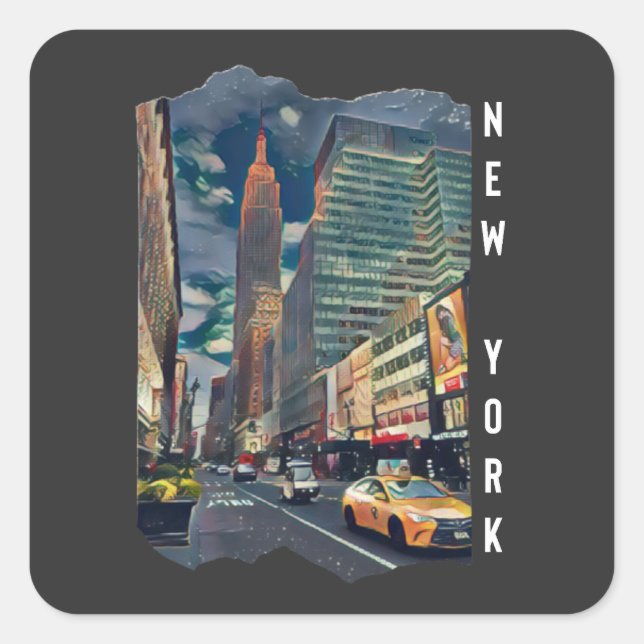 New York City Aesthetic Photo Art Square Sticker (Front)