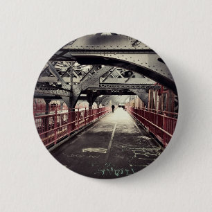 New York City Architecture - Williamsburg Bridge 6 Cm Round Badge