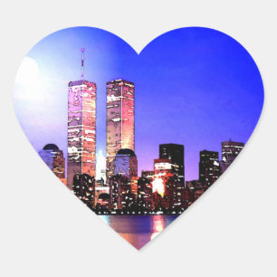 New York City at Night Heart Sticker