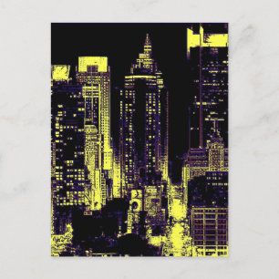 New York City at Night Pop Art Postcards