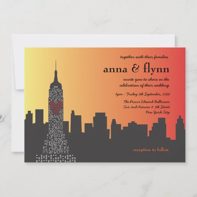 New York City at Night Wedding Invitation (Front)