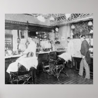 New York City Barber Shop, 1895. Vintage Photo