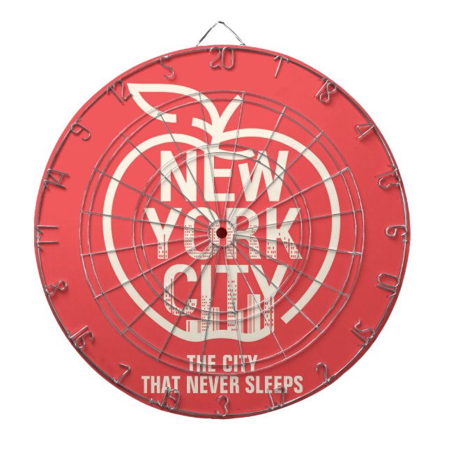 New York City Big Apple Modern Red Fun Dartboard (Front)