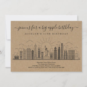 New York City Big Birthday Apple Party Invitation