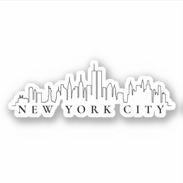 New York City Black and White Silhouette Sticker (Front)