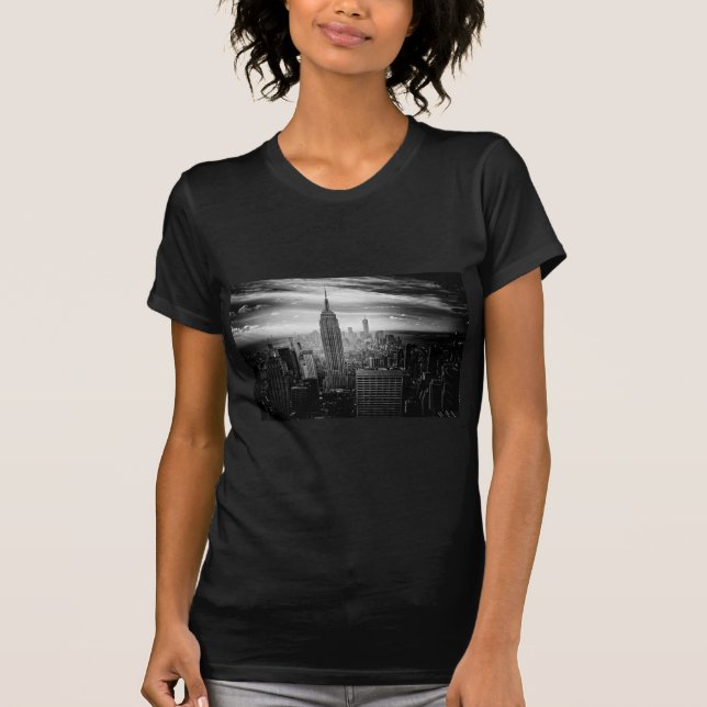 New York City Black And White Skyline T-Shirt (Front)