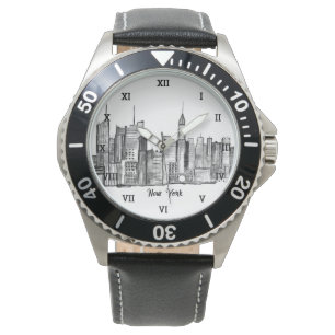 New York City Black Modern Skyline Travel NYC Watch