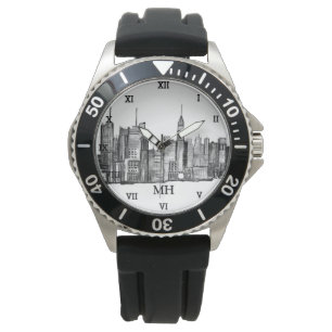 New York City Black Modern Skyline Travel NYC Watch